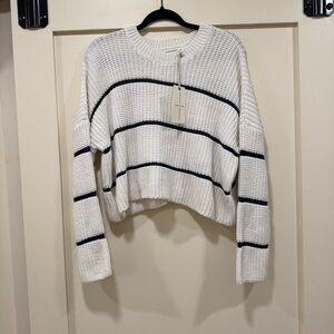 moon & madison White and Navy Striped Sweater